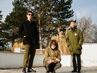 Bad Weed press picture. 3 lads, 2 in parkas, one with sunglasses.